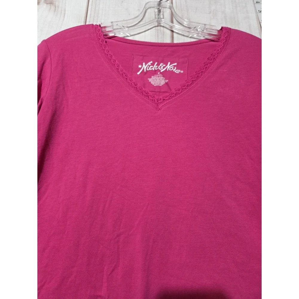 Nick & Nora Sleepwear Shirt Womens Medium Long Sleeve‎ V Neck Pajama Top